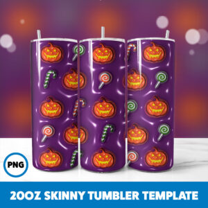 3D Inflated Halloween Spooky Season 321 20oz Skinny Tumbler Sublimation Design