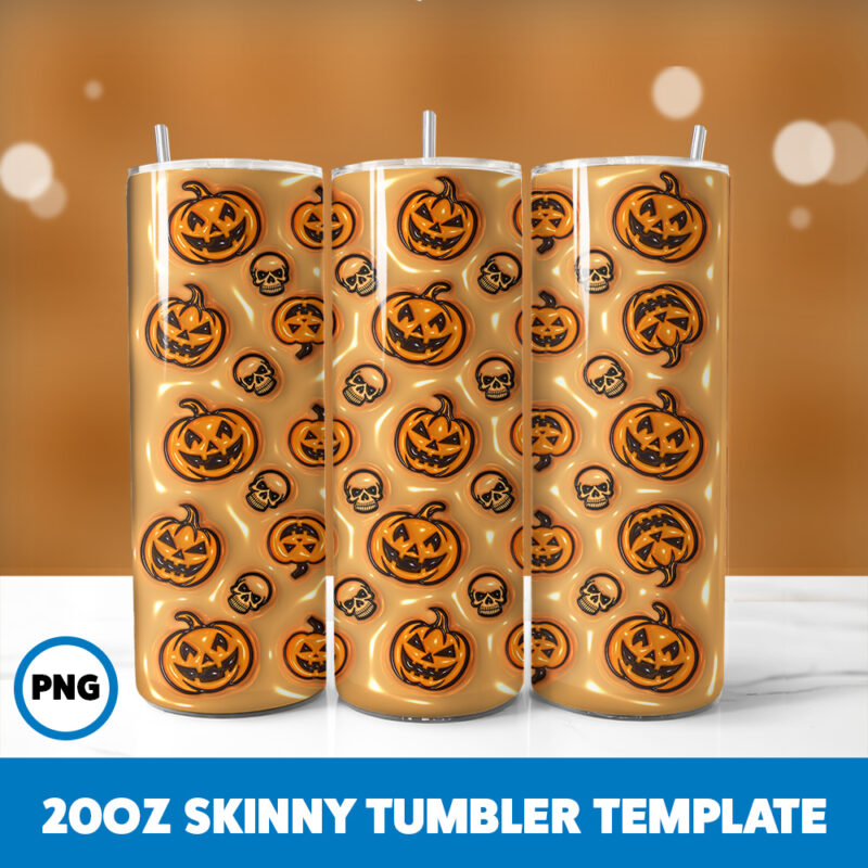 3D Inflated Halloween Spooky Season 323 20oz Skinny Tumbler Sublimation Design