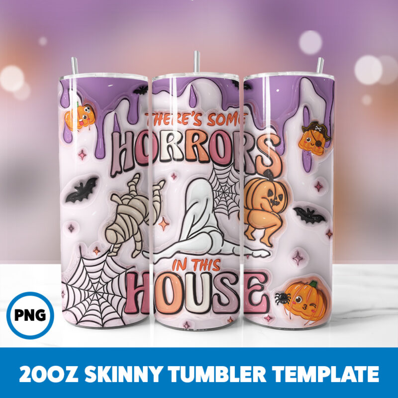 3D Inflated Halloween Spooky Season 33 20oz Skinny Tumbler Sublimation Design