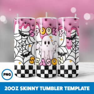3D Inflated Halloween Spooky Season 342 20oz Skinny Tumbler Sublimation Design