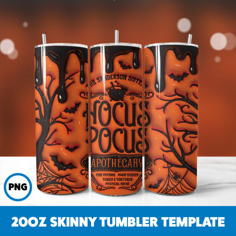 3D Inflated Halloween Spooky Season 38 20oz Skinny Tumbler Sublimation Design