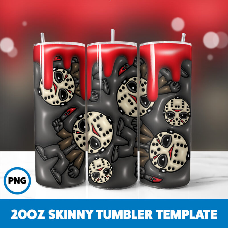 3D Inflated Halloween Spooky Season 4 20oz Skinny Tumbler Sublimation Design