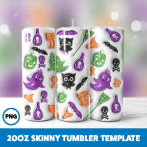3D Inflated Halloween Spooky Season 40 20oz Skinny Tumbler Sublimation Design