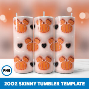 3D Inflated Halloween Spooky Season 50 20oz Skinny Tumbler Sublimation Design