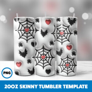 3D Inflated Halloween Spooky Season 51 20oz Skinny Tumbler Sublimation Design