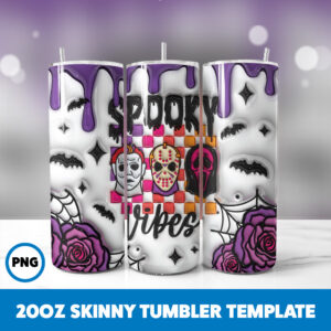 3D Inflated Halloween Spooky Season 57 20oz Skinny Tumbler Sublimation Design