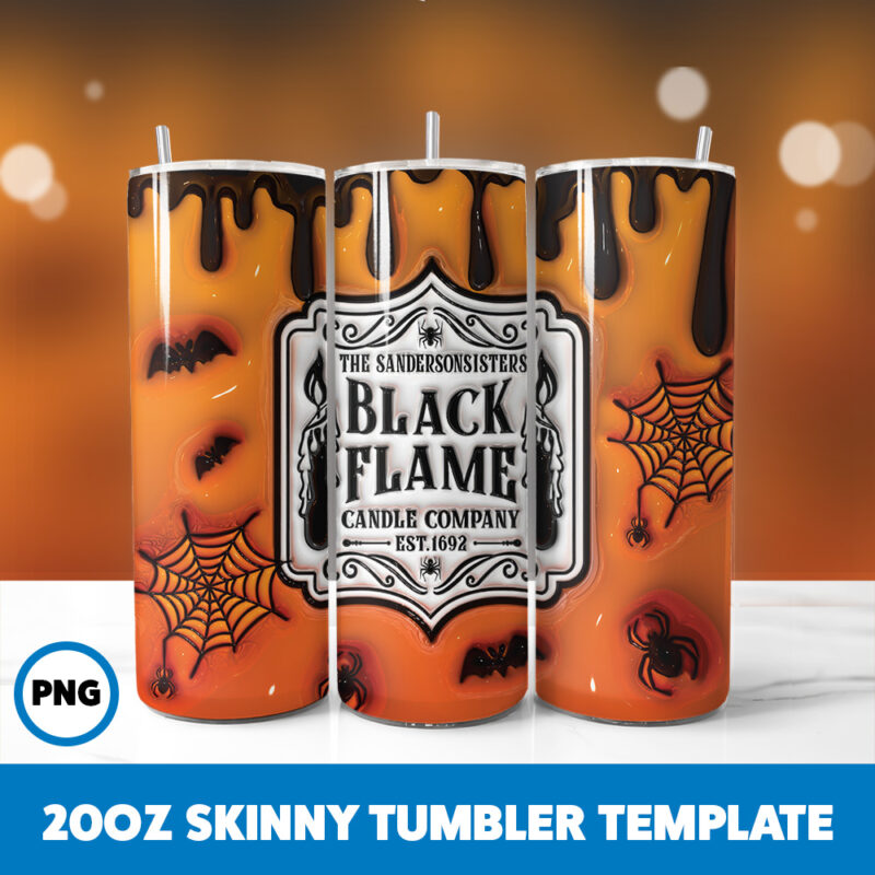 3D Inflated Halloween Spooky Season 61 20oz Skinny Tumbler Sublimation Design