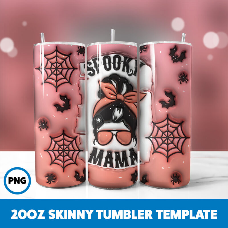 3D Inflated Halloween Spooky Season 67 20oz Skinny Tumbler Sublimation Design