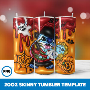 3D Inflated Halloween Spooky Season 69 20oz Skinny Tumbler Sublimation Design