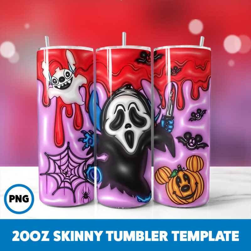 3D Inflated Halloween Spooky Season 7 20oz Skinny Tumbler Sublimation Design