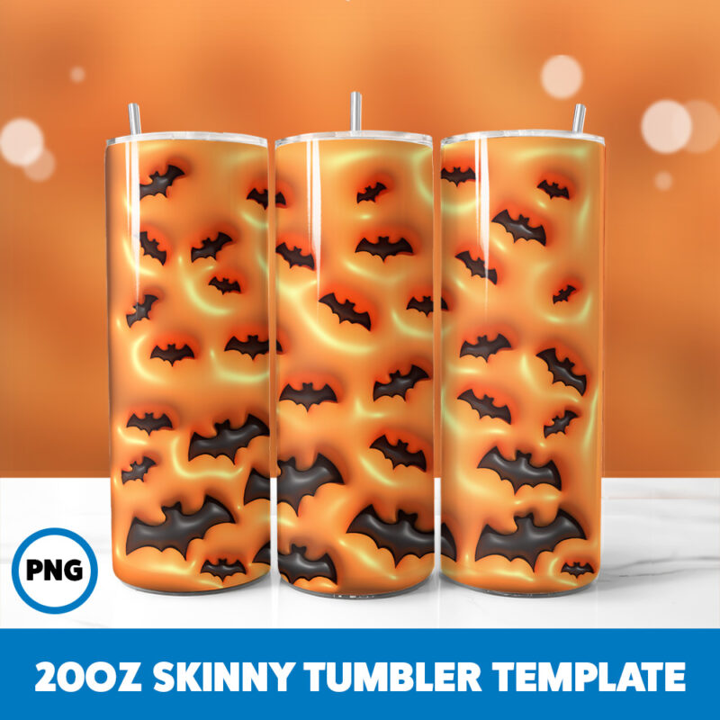 3D Inflated Halloween Spooky Season 73 20oz Skinny Tumbler Sublimation Design