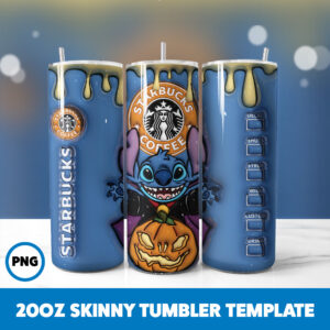 3D Inflated Halloween Spooky Season 75 20oz Skinny Tumbler Sublimation Design