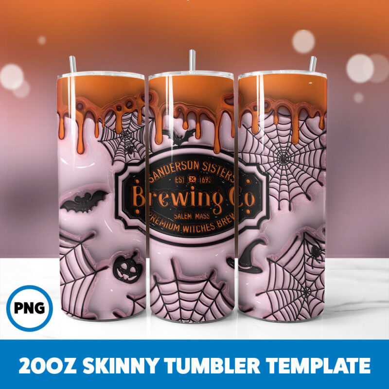 3D Inflated Halloween Spooky Season 76 20oz Skinny Tumbler Sublimation Design