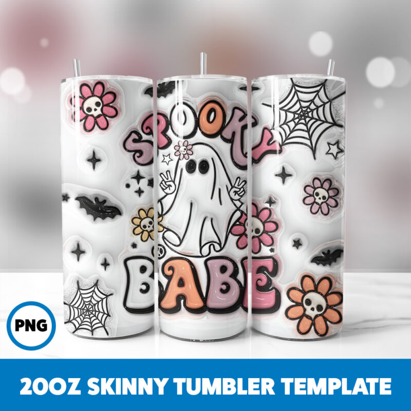 3D Inflated Halloween Spooky Season 78 20oz Skinny Tumbler Sublimation Design