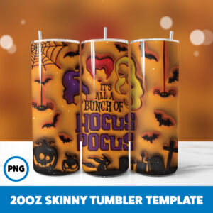 3D Inflated Halloween Spooky Season 79 20oz Skinny Tumbler Sublimation Design