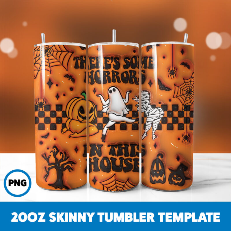 3D Inflated Halloween Spooky Season 81 20oz Skinny Tumbler Sublimation Design