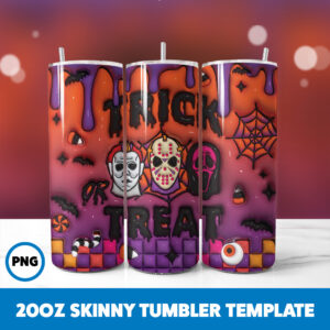 3D Inflated Halloween Spooky Season 89 20oz Skinny Tumbler Sublimation Design