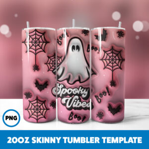 3D Inflated Halloween Spooky Season 90 20oz Skinny Tumbler Sublimation Design