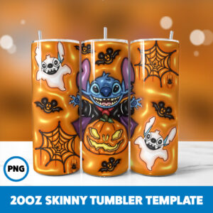 3D Inflated Halloween Spooky Season 91 20oz Skinny Tumbler Sublimation Design