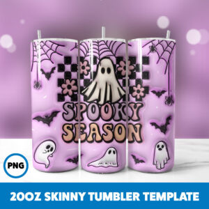 3D Inflated Halloween Spooky Season 93 20oz Skinny Tumbler Sublimation Design