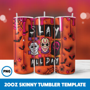 3D Inflated Halloween Spooky Season 99 20oz Skinny Tumbler Sublimation Design
