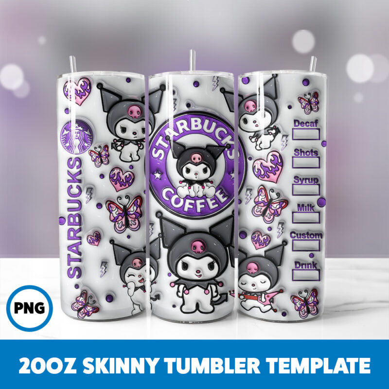 3D Inflated Hello Kitty 11 20oz Skinny Tumbler Sublimation Design