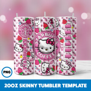 3D Inflated Hello Kitty 7 20oz Skinny Tumbler Sublimation Design