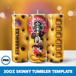 3D Inflated Mickey Mouse 12 20oz Skinny Tumbler Sublimation Design