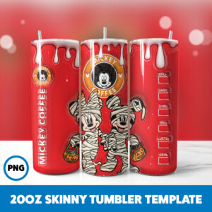 3D Inflated Mickey Mouse 14 20oz Skinny Tumbler Sublimation Design