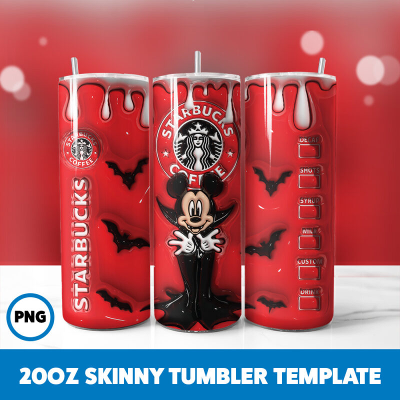 3D Inflated Mickey Mouse 2 20oz Skinny Tumbler Sublimation Design
