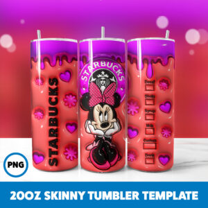 3D Inflated Mickey Mouse 34 20oz Skinny Tumbler Sublimation Design