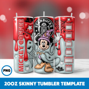 3D Inflated Mickey Mouse 36 20oz Skinny Tumbler Sublimation Design