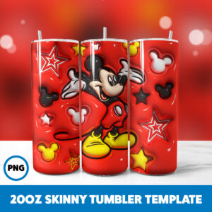 3D Inflated Mickey Mouse 39 20oz Skinny Tumbler Sublimation Design