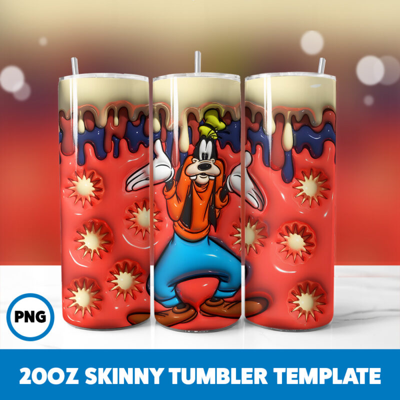 3D Inflated Mickey Mouse 40 20oz Skinny Tumbler Sublimation Design