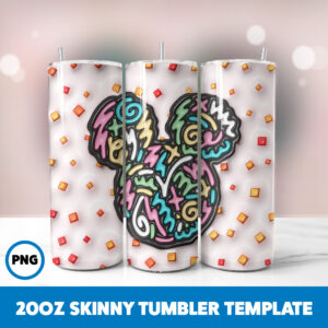 3D Inflated Mickey Mouse 41 20oz Skinny Tumbler Sublimation Design