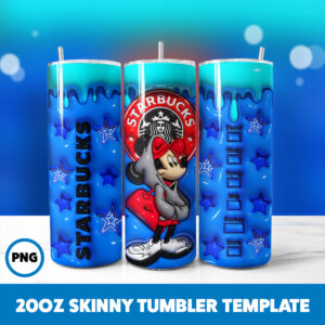 3D Inflated Mickey Mouse 45 20oz Skinny Tumbler Sublimation Design