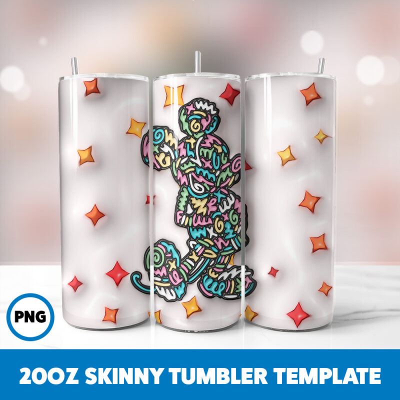 3D Inflated Mickey Mouse 49 20oz Skinny Tumbler Sublimation Design