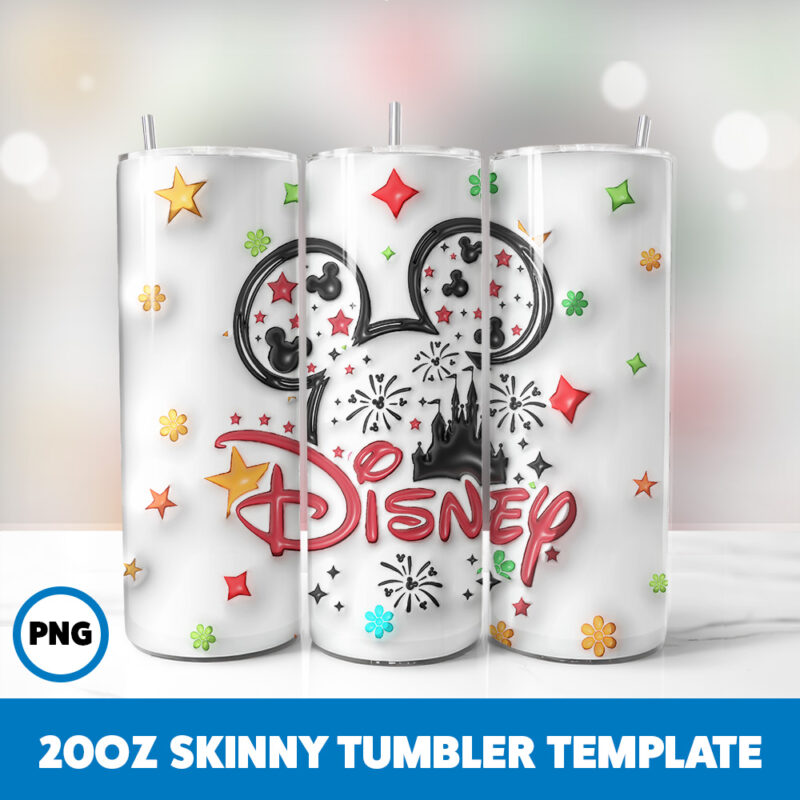 3D Inflated Mickey Mouse 52 20oz Skinny Tumbler Sublimation Design