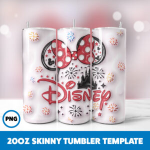 3D Inflated Mickey Mouse 53 20oz Skinny Tumbler Sublimation Design
