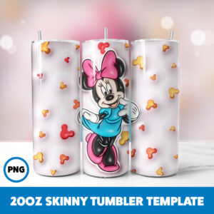 3D Inflated Mickey Mouse 55 20oz Skinny Tumbler Sublimation Design