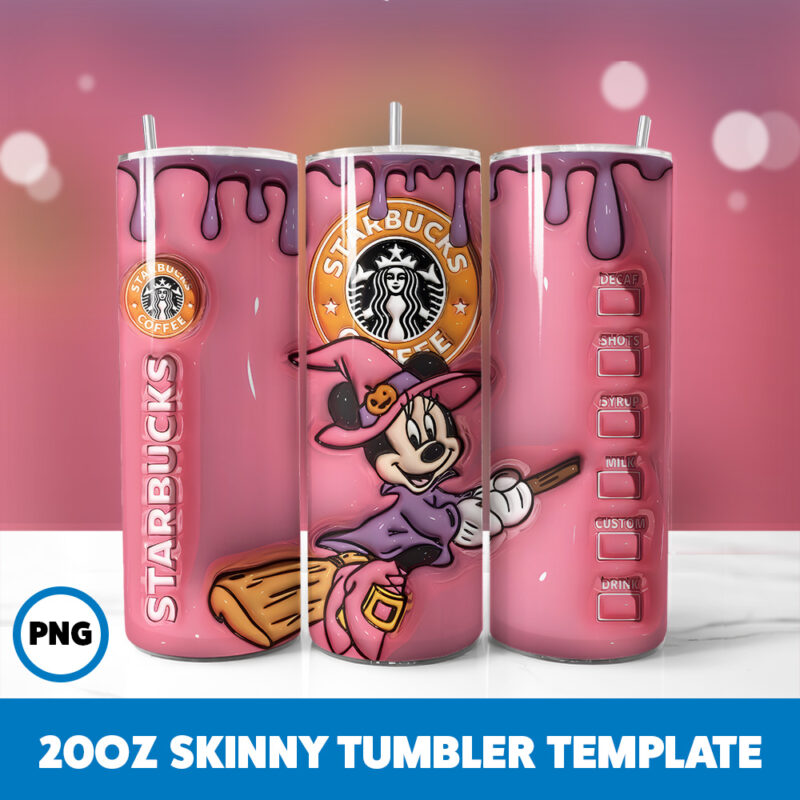 3D Inflated Mickey Mouse 56 20oz Skinny Tumbler Sublimation Design