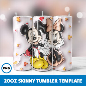 3D Inflated Mickey Mouse 57 20oz Skinny Tumbler Sublimation Design