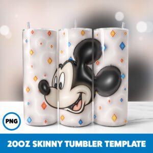 3D Inflated Mickey Mouse 58 20oz Skinny Tumbler Sublimation Design