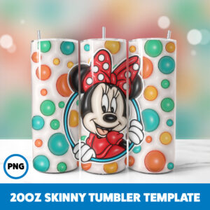 3D Inflated Mickey Mouse 59 20oz Skinny Tumbler Sublimation Design