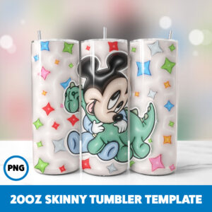 3D Inflated Mickey Mouse 62 20oz Skinny Tumbler Sublimation Design