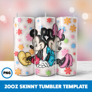 3D Inflated Mickey Mouse 63 20oz Skinny Tumbler Sublimation Design