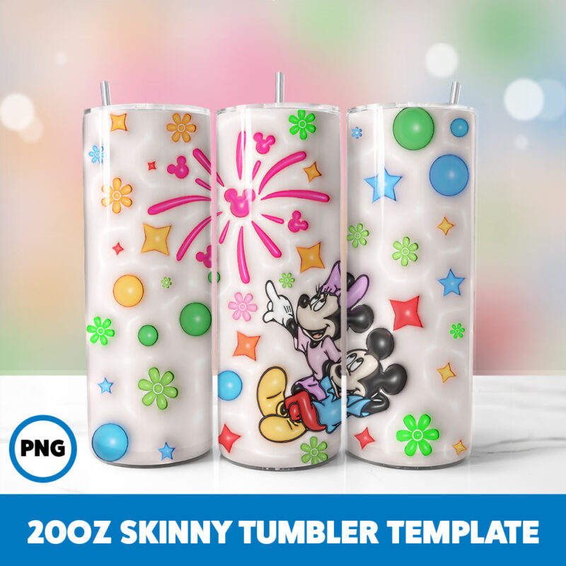 3D Inflated Mickey Mouse 64 20oz Skinny Tumbler Sublimation Design