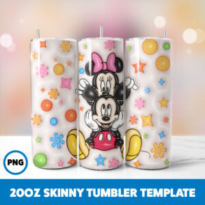 3D Inflated Mickey Mouse 65 20oz Skinny Tumbler Sublimation Design