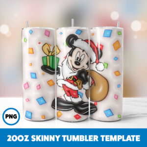 3D Inflated Mickey Mouse 68 20oz Skinny Tumbler Sublimation Design