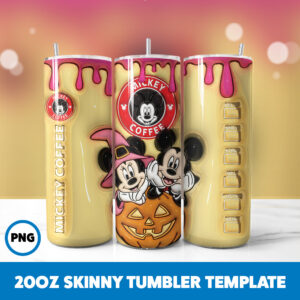 3D Inflated Mickey Mouse 7 20oz Skinny Tumbler Sublimation Design